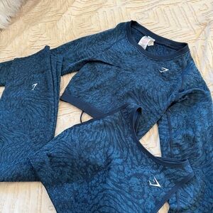 Gymshark Blue Patterned Leggings and Top Set